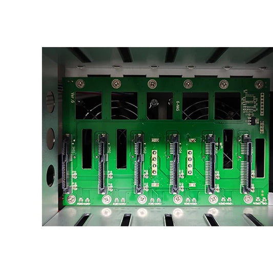 6-bay HDD SATA backplane for NAS case, compatible with 6GB drives, designed for BackupMyFilesNow.com 6-bay NAS storage system