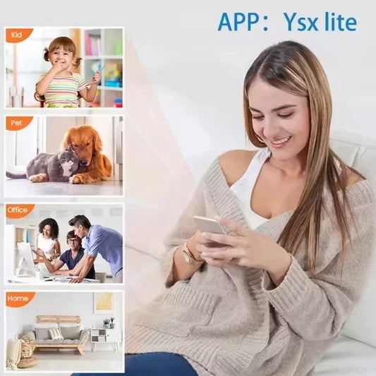 Mini 1080p HD wireless smart security camera with night vision and motion detection for home surveillance.