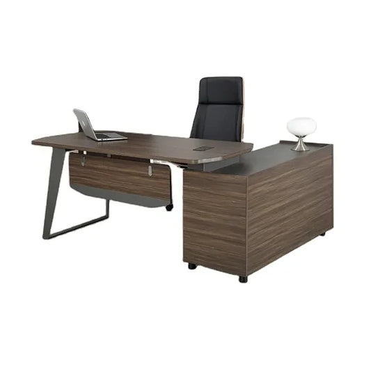 Modern single workstation desk with a wood writing surface, ideal for open-concept office spaces and home decor.