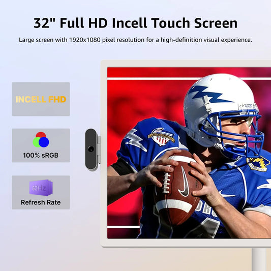 Smart home fitness entertainment display with movable charging screen, built-in dual speakers, high-definition camera, and interactive features.