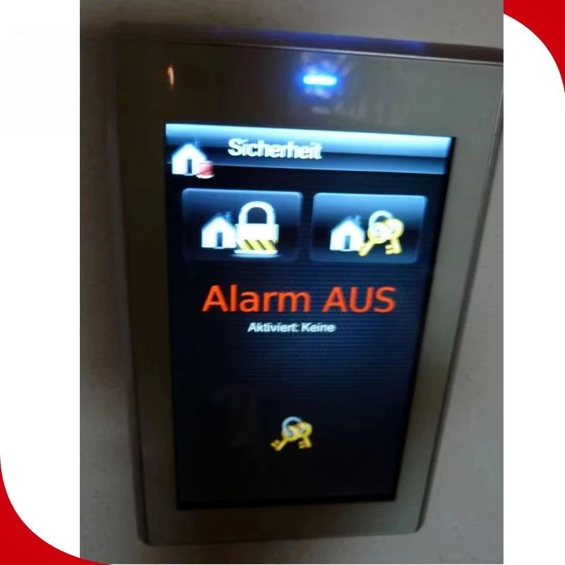 Smart touch screen smart home panel by BackupMyFilesNow.com, displaying automated home system controls and remote access features.