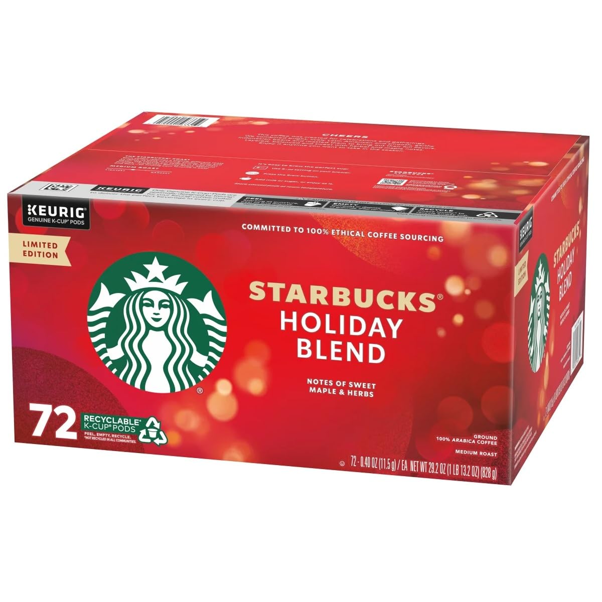 Starbucks Limited Edition Holiday Blend K-Cup Pods, 72 count, coffee pods for Keurig brewers, from BACKUPMYFILESNOW.COM®