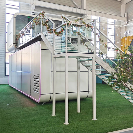 Custom fast-assembly tiny modular prefab home by BACKUPMYFILESNOW.COM®; 20ft and 40ft container villa with 3 bedrooms.