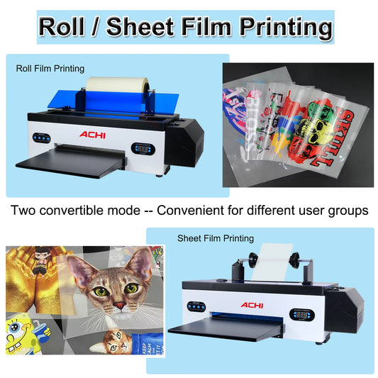 ACHI A3 DTF Printer R1390 for T-shirts, roll DTF transfer film, with DTF oven, suitable for fabric printing, EU stock