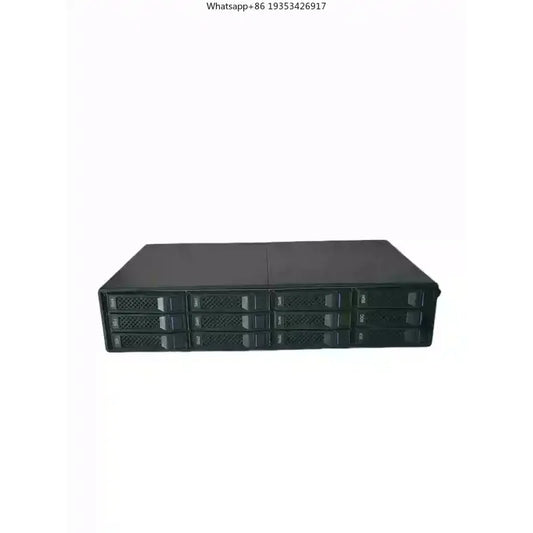12-bay external NAS storage enclosure by BackupMyFilesNow.com with high-speed 12Gbps backplane and multi-chassis cascade support.