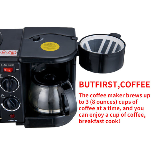 3-in-1 breakfast maker from BackupMyFilesNow.com with toaster, coffee maker, and egg cooker for home use.