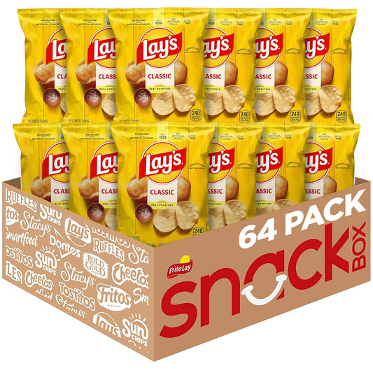 Pack of three 1-ounce bags of Lay's Classic Potato Chips by BACKUPMYFILESNOW.COM®, with crispy, salted potato chips visible in the image.