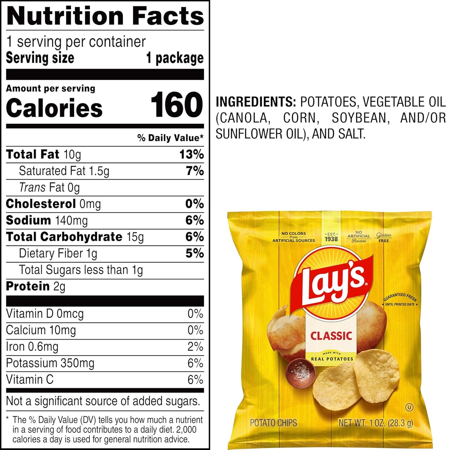 BackupMyFilesNow® Lay's Classic Potato Chips, 1 oz bags, arranged in a pack of 40, crispy snack with ridged texture.