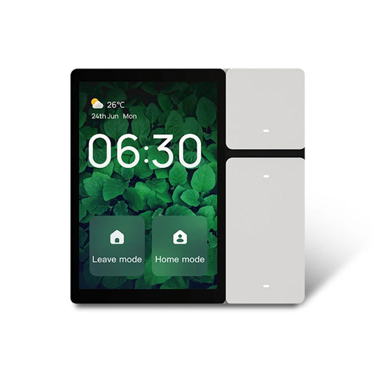 Gray 2024 TTP06 Tuya smart home control panel with 3.5-inch touchscreen, WiFi, IR remote, and multi-functional central control.