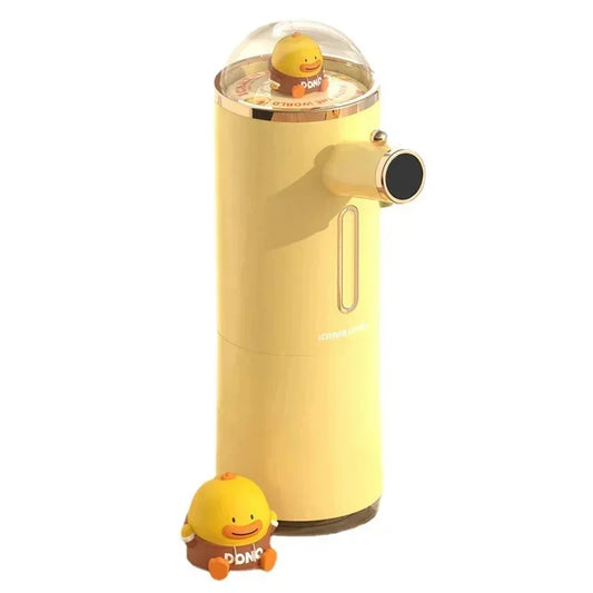 Automatic foam hand sanitizer dispenser with 5V 2W power, 300ml capacity, induction sensor, and rechargeable design.