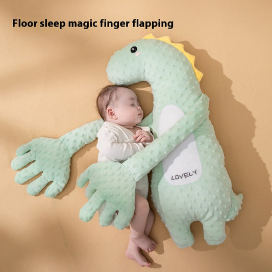 Green dinosaur baby pillow from BackupMyFilesNow.com, soft and supportive for little ones' comfort and sleep.