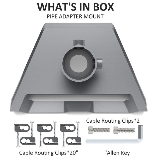 Starlink Gen3/V3 small diameter pipe adapter mount kit by BACKUPMYFILESNOW.COM, gray plastic with mounting hardware visible