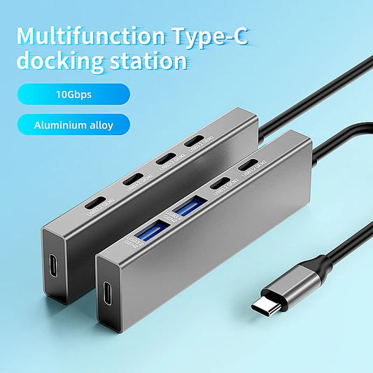 Blueendless 4-port USB C Adapter with USB 3.2 Gen 2, 10Gbps speed, 5V charging port for mobile and laptop devices