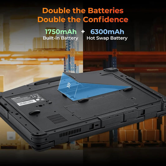15.6-inch rugged Windows 11 Pro laptop with Intel i5, Wi-Fi 6, 4G LTE, dual batteries, and heavy-duty design by BackupMyFilesNow