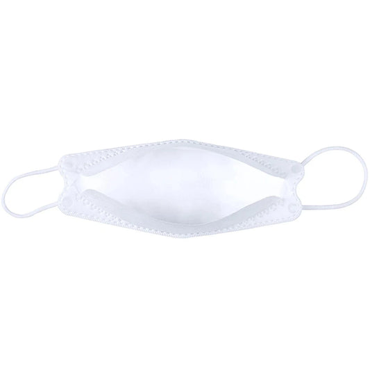 White LAIANZHI KN95 masks with fish shape design, breathable ear wear, anti-dust respirator, protective mouth masks.
