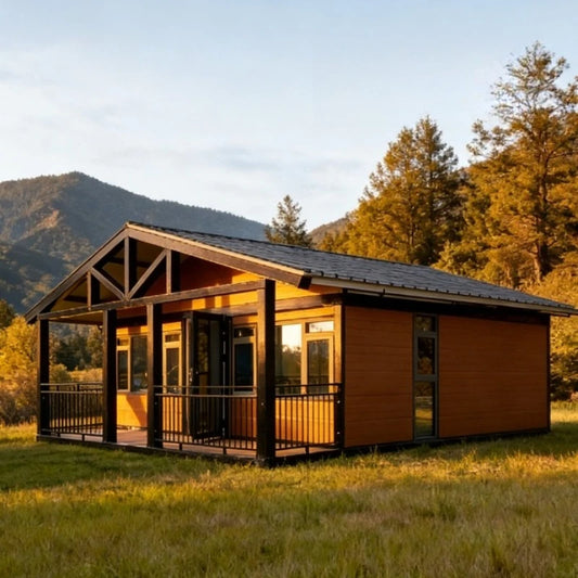 Customized 20/40ft modular tiny house by BACKUPMYFILESNOW.COM®, featuring a portable shipping container design with a terrace and 2-5 beds.