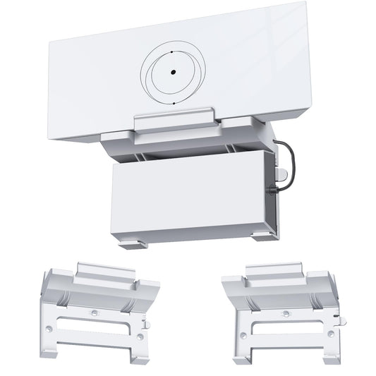 White 2-in-1 wall mount bracket for Starlink Gen 3 and V3 routers with power supply holder, space-saving ABS design.