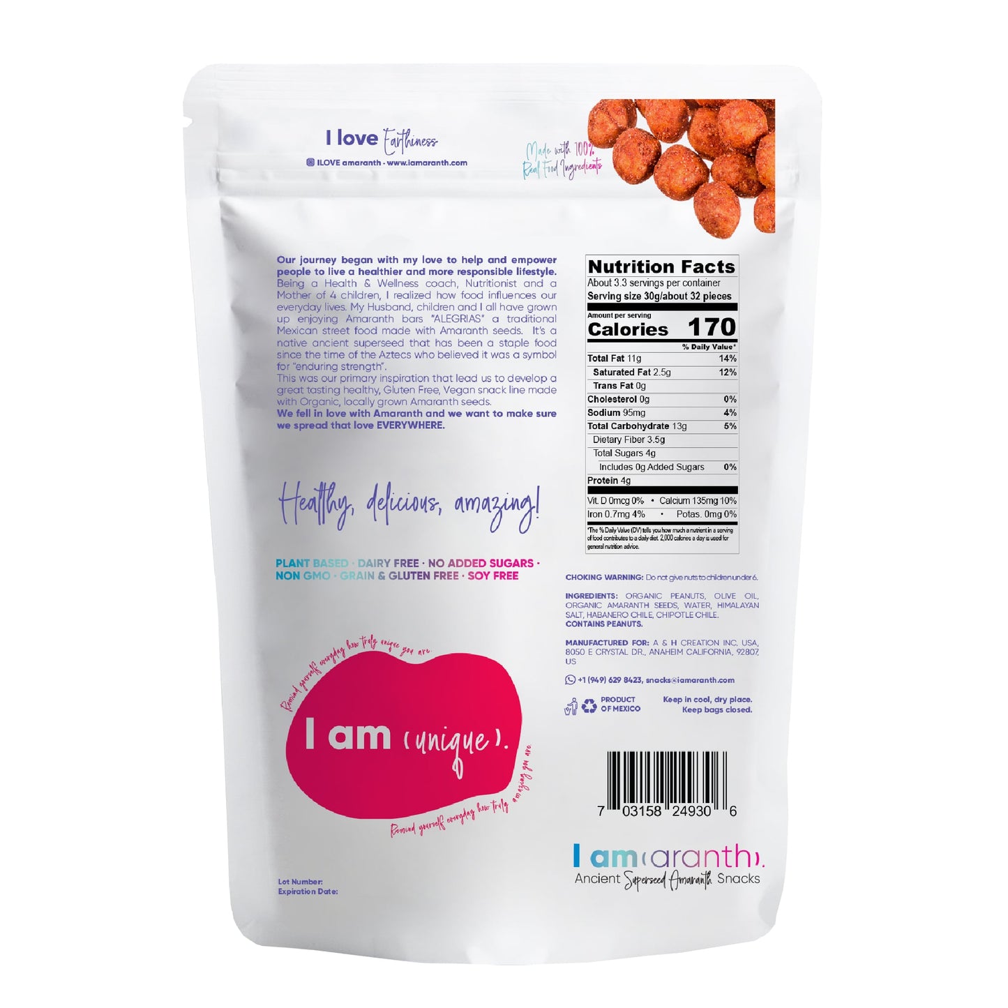 Eight-pack of BACKUPMYFILESNOW.COM® Habanero & Himalayan Salt Peanuts, 3.5 oz each, showing spicy peanuts with Himalayan salt.
