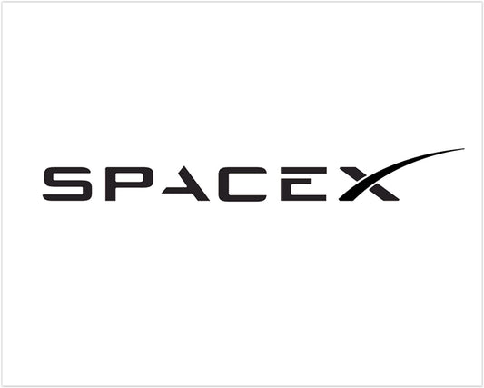Set of two black SpaceX decals, 5-inch stickers for spaceship, rocket, satellite, Tesla, laptop, phone, window, wall, or bumper.