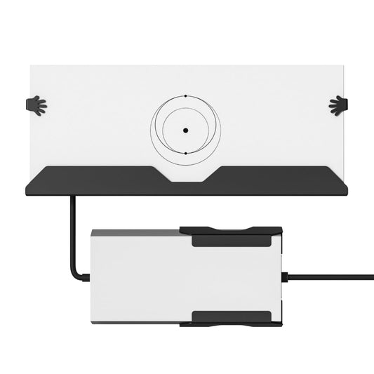 Metal wall mount bracket for Starlink Gen 3 router and power supply with cable management and space-saving design.