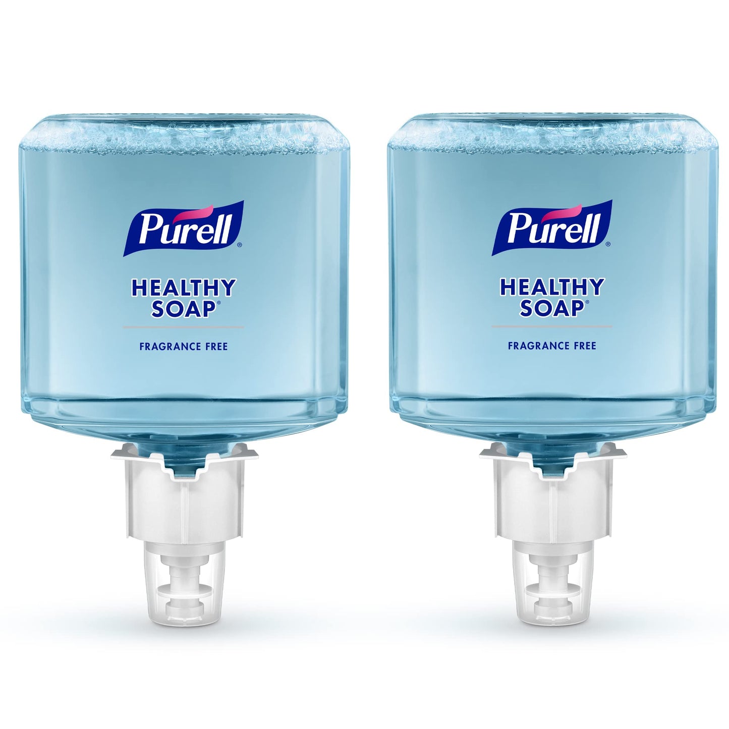 Two 1200 mL refill bottles of PURELL HEALTHY SOAP gentle fragrance-free foam soap for PURELL ES6 automatic dispensers.