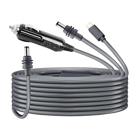 Starlink Mini 3-in-1 DC power cable with USB-C for car charging, 16.4ft, 12-24V DC male to USB Type-C, 100W adapter