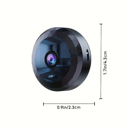 Black wireless network security camera with HD surveillance quality, featuring a diamond design for home or business security.