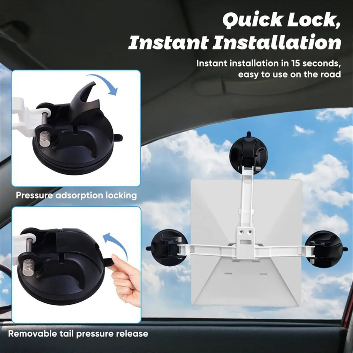 Punctual Suction Cup Mount for Starlink Mini by BACKUPMYFILESNOW.COM®, secure satellite mounting bracket for car windows and sunroofs