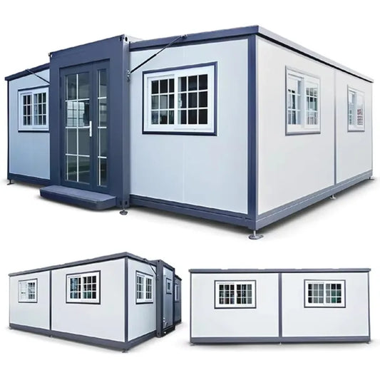 Modular container house by BACKUPMYFILESNOW.COM® showing a 20ft prefab foldable tiny home for resort camping.