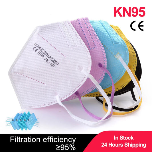 Pink and navy kids FFP2 masks with 5-layer KN95 protection, CE approved, colorful face masks for children by BackupMyFilesNow.com