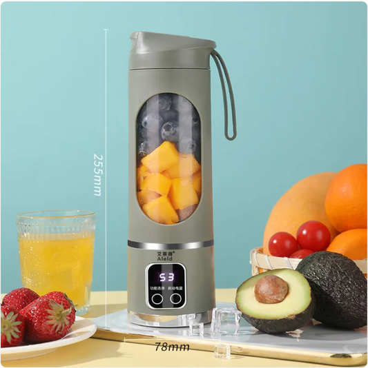 Purple USB rechargeable portable blender with 8 blades and compact design, ideal for on-the-go smoothies and blending.