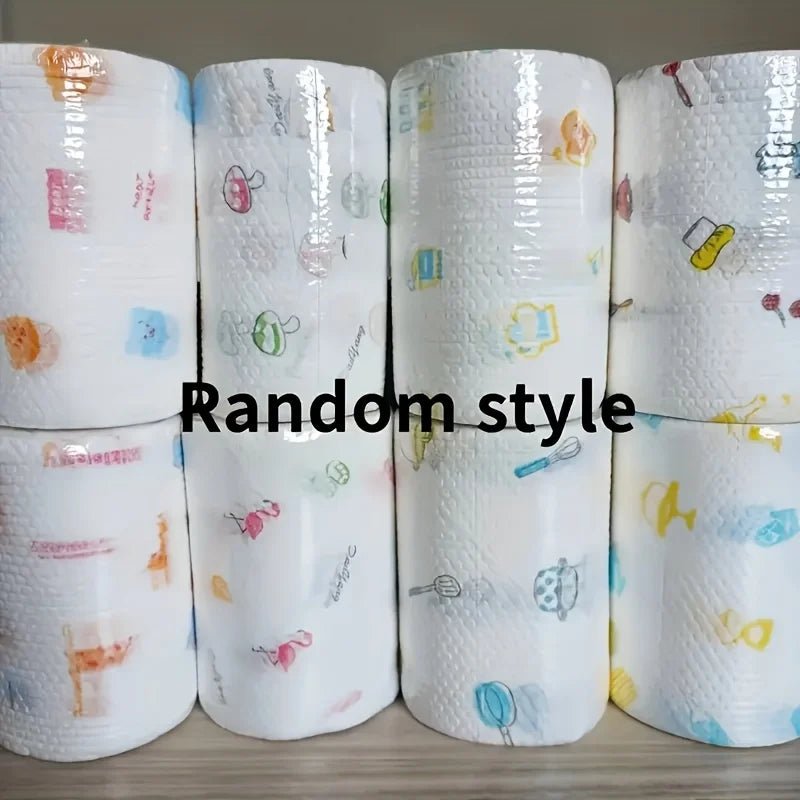 Reversible washable kitchen paper roll with 200 sheets, reusable cleaning cloths, multi-style lazy wiping towels, 8x8 inches.