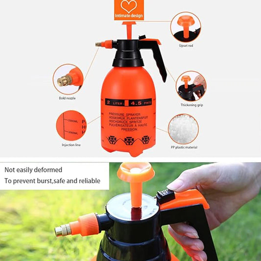 Red watering can for indoor plants with a spray nozzle, ideal for watering flowers, garden, and home irrigation.