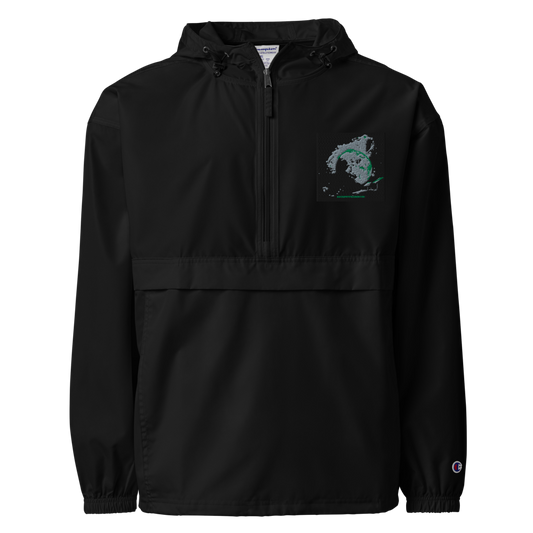 Royal blue unisex Champion packable anorak jacket, size 2XL, lightweight and waterproof outdoor windbreaker.