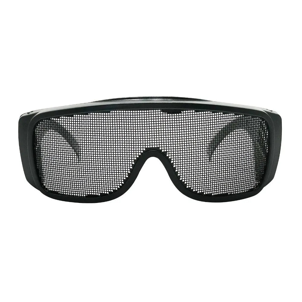 Impact-resistant steel wire mesh safety goggles with breathable design, suitable for men and women, providing shock protection.