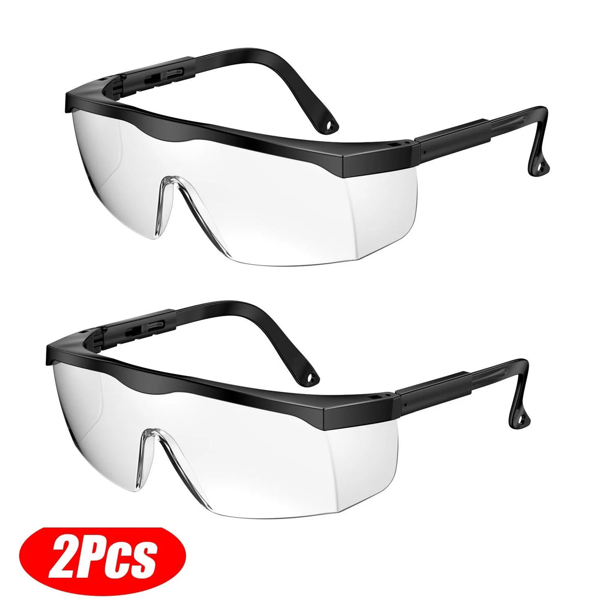 Clear anti-fog safety glasses with wide-vision design, over-spec fit, ANSI Z87 approved, ideal for industrial work and lab protection.