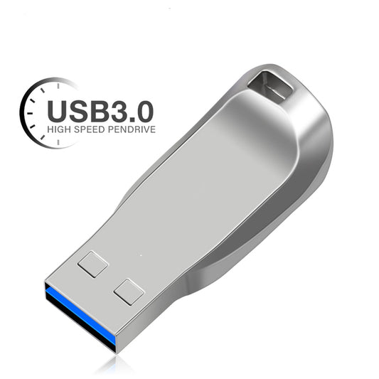 Silver and black metal USB drive from BackupMyFilesNow.com, 32GB U disk for convenient file storage and data transfer.