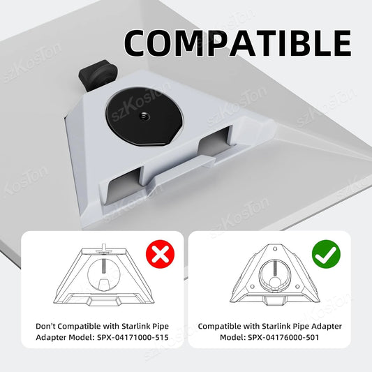 Silvery adjustable pole clamp adapter kit for Starlink Mini SPX-04176000-501, compatible with RV, yacht, and camper mounts.