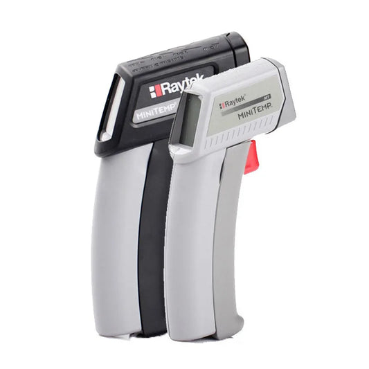 US Raytek high-precision handheld infrared thermometer for industrial use, model ST20/60/80+ with MT4/MT6 test instruments.