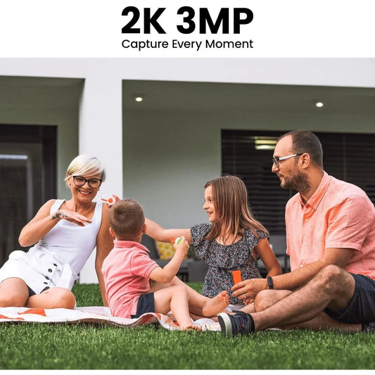 Outdoor 2K wireless security camera with AI motion detection and siren, designed for home security, by BackupMyFilesNow.com.