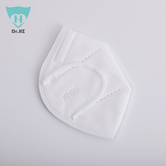 White KN95 protective face masks from BACKUPMYFILESNOW.COM®, 10-pack, with ear loops and breathable material for face protection.