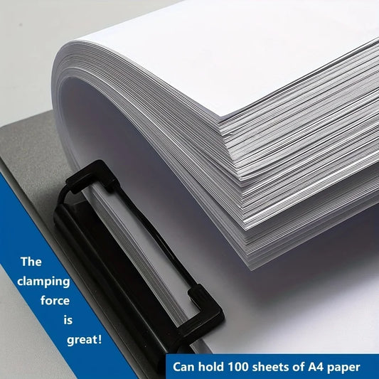 White A4 file folder with cover, documents organizer and clipboard, ideal for business, school, and office stationery.