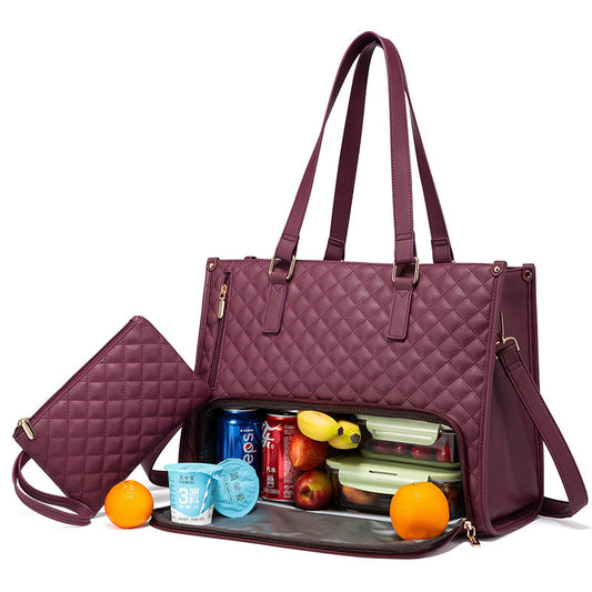 Women's insulated lunch bag in white, from BackupMyFilesNow.com, with a 36x16x30cm compact, lightweight design for easy carrying.