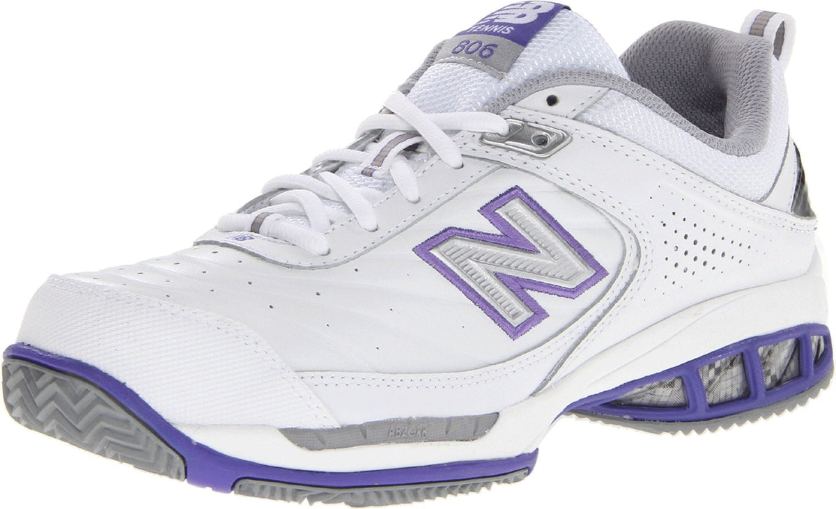 White New Balance women's 806 V1 tennis shoe in size 7.5 wide, featuring a supportive athletic design.