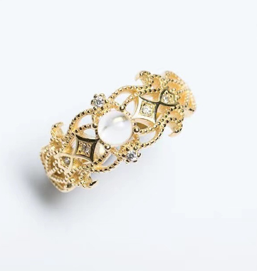 Adjustable women's ring by BACKUPMYFILESNOW.COM® featuring a white crystal inlay and a sleek silver band.