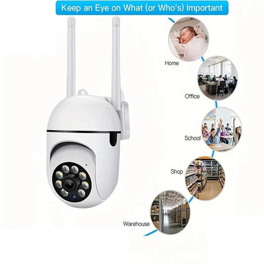 Wireless 2MP waterproof CCTV camera with color night vision, HD security monitoring, outdoor PTZ IP camera by BackupMyFilesNow.com