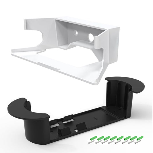 White wall mount and black cable caddy for Starlink Mesh WiFi Router V2 with Ethernet adapter brackets and ABS cable holder.