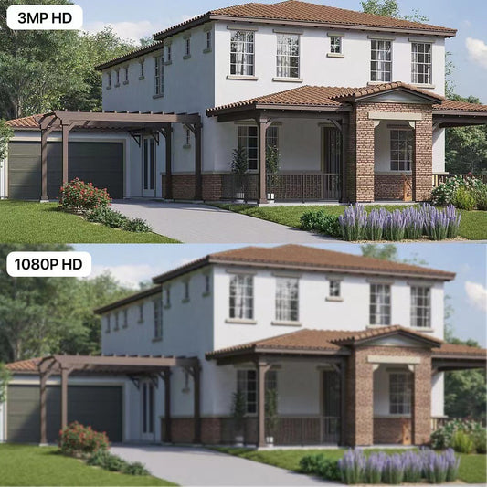 White 3MP FHD solar outdoor security camera with night vision and two batteries, designed for home surveillance by BackupMyFilesNow.com