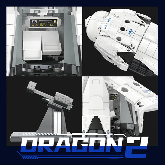 BackupsMyFilesNow.com SpaceX Dragon 2 spacecraft building blocks set with 852 pieces, educational toy for kids, includes original box.