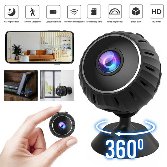 Mini hidden spy nanny camera by BackupMyFilesNow.com, wireless WiFi nanny cam with HD 1080P resolution for home security.